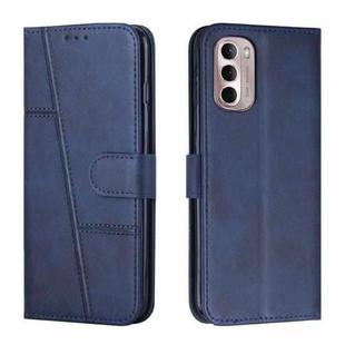 For Motorola Moto G Stylus 2022 4G Stitching Calf Texture Buckle Leather Phone Case(Blue)
