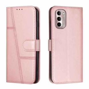 For Motorola Moto G Stylus 2022 5G Stitching Calf Texture Buckle Leather Phone Case(Pink)