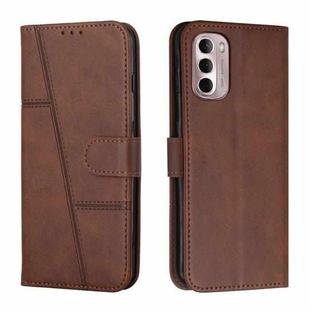 For Motorola Moto G Stylus 2022 5G Stitching Calf Texture Buckle Leather Phone Case(Brown)