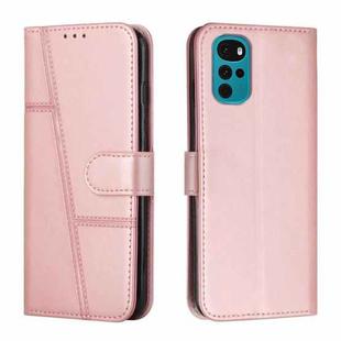 For Motorola Moto G22 Stitching Calf Texture Buckle Leather Phone Case(Pink)