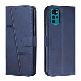 For Motorola Moto G22 Stitching Calf Texture Buckle Leather Phone Case(Blue)