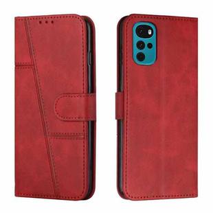 For Motorola Moto G22 Stitching Calf Texture Buckle Leather Phone Case(Red)