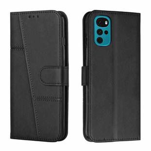 For Motorola Moto G22 Stitching Calf Texture Buckle Leather Phone Case(Black)