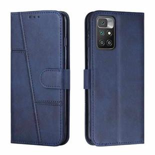 For Xiaomi Redmi 10 5G/Redmi Note 11E Stitching Calf Texture Buckle Leather Phone Case(Blue)