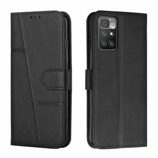 For Xiaomi Redmi 10 5G/Redmi Note 11E Stitching Calf Texture Buckle Leather Phone Case(Black)