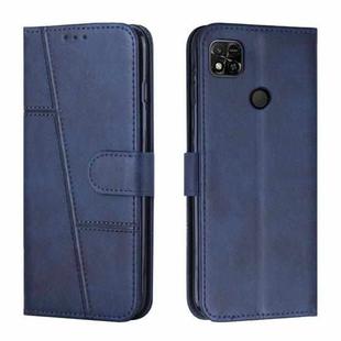 For Xiaomi Redmi 10A/Poco C31/Redmi 9C Stitching Calf Texture Buckle Leather Phone Case(Blue)