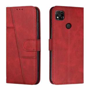 For Xiaomi Redmi 10A/Poco C31/Redmi 9C Stitching Calf Texture Buckle Leather Phone Case(Red)