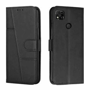 For Xiaomi Redmi 10A/Poco C31/Redmi 9C Stitching Calf Texture Buckle Leather Phone Case(Black)