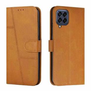 For Samsung Galaxy M33 5G Stitching Calf Texture Buckle Leather Phone Case(Yellow)