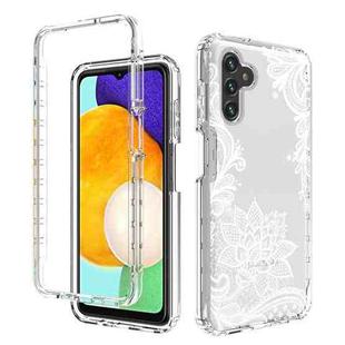 For Samsung Galaxy A13 5G PC+TPU Transparent Painted Phone Case(White Flower)