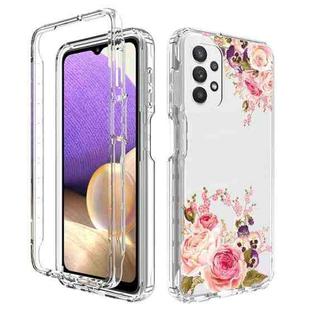 For Samsung Galaxy A32 PC+TPU Transparent Painted Phone Case(Pink Rose)