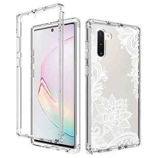 For Samsung Galaxy Note10 PC+TPU Transparent Painted Phone Case(White Flower)