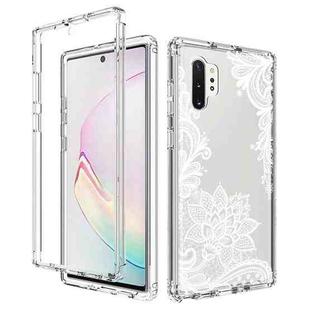 For Samsung Galaxy Note10+ PC+TPU Transparent Painted Phone Case(White Flower)