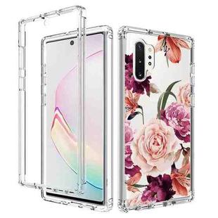 For Samsung Galaxy Note10+ PC+TPU Transparent Painted Phone Case(Purple Floral)