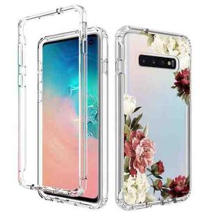 For Samsung Galaxy S10+ PC+TPU Transparent Painted Phone Case(Rose)
