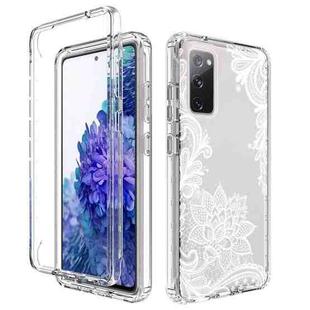 For Samsung Galaxy S20 FE PC+TPU Transparent Painted Phone Case(White Flower)
