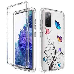 For Samsung Galaxy S20 FE PC+TPU Transparent Painted Phone Case(Tree Butterflies)