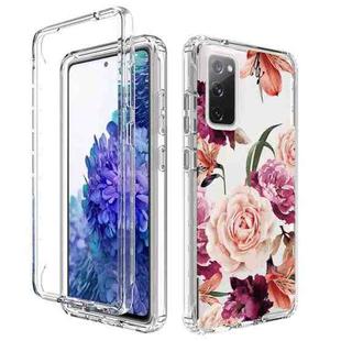 For Samsung Galaxy S20 FE PC+TPU Transparent Painted Phone Case(Purple Floral)