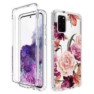 For Samsung Galaxy S20+ PC+TPU Transparent Painted Phone Case(Purple Floral)