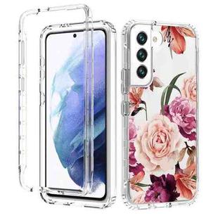 For Samsung Galaxy S22+ 5G PC+TPU Transparent Painted Phone Case(Purple Floral)