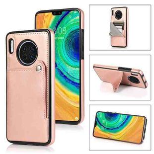 For Huawei Mate 30 Pure Color Oblique Card PU + TPU Phone Case(Rose Gold)