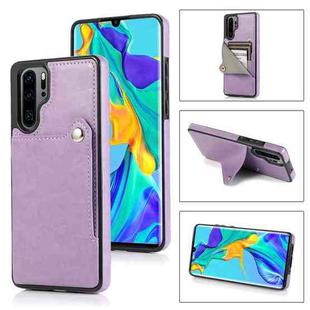 For Huawei P30 Pro Pure Color Oblique Card PU + TPU Phone Case(Purple)
