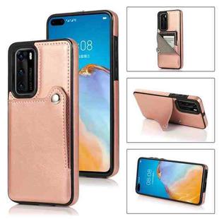 For Huawei P40 Pure Color Oblique Card PU + TPU Phone Case(Rose Gold)