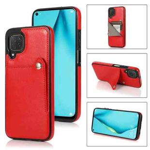 For Huawei P40 Lite Pure Color Oblique Card PU + TPU Phone Case(Red)
