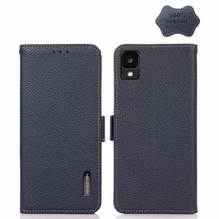 For TCL 30Z KHAZNEH Side-Magnetic Litchi Genuine Leather RFID Phone Case(Blue)