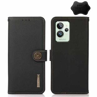 For OPPO Realme GT2 Pro KHAZNEH Custer Genuine Leather RFID Phone Case(Black)