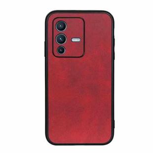 For vivo S12 Pro 5G/V23 Pro 5G Accurate Hole Two-color Calf Texture Shockproof Phone Case(Red)