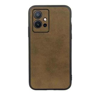 For vivo Y75 5G Accurate Hole Two-color Calf Texture Shockproof Phone Case(Green)