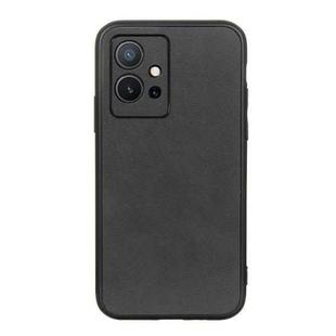 For vivo Y75 5G Accurate Hole Two-color Calf Texture Shockproof Phone Case(Black)