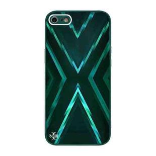 For iPhone SE 2022 / SE 2020 / 8 / 7 9XA Texture TPU + Tempered Glass Phone Case(Green)