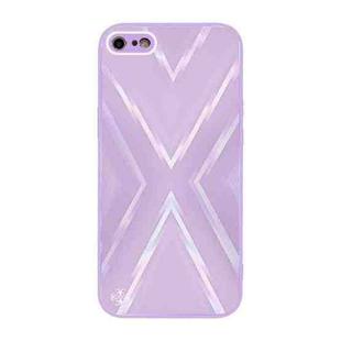 For iPhone SE 2022 / SE 2020 / 8 / 7 9XA Texture TPU + Tempered Glass Phone Case(Purple)
