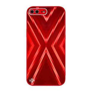 9XA Texture TPU + Tempered Glass Phone Case For iPhone 8 Plus / 7 Plus(Red)