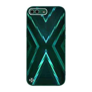 9XA Texture TPU + Tempered Glass Phone Case For iPhone 8 Plus / 7 Plus(Green)