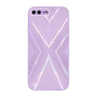 9XA Texture TPU + Tempered Glass Phone Case For iPhone 8 Plus / 7 Plus(Purple)