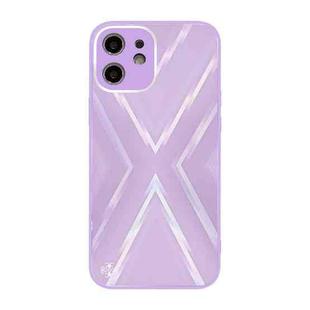 For iPhone 12 9XA Texture TPU + Tempered Glass Phone Case(Purple)