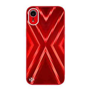 For iPhone XR 9XA Texture TPU + Tempered Glass Phone Case(Red)