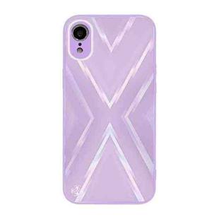 For iPhone XR 9XA Texture TPU + Tempered Glass Phone Case(Purple)