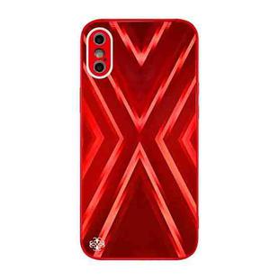 For iPhone X / XS 9XA Texture TPU + Tempered Glass Phone Case(Red)