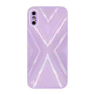 For iPhone X / XS 9XA Texture TPU + Tempered Glass Phone Case(Purple)