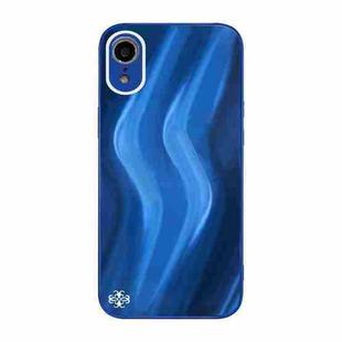 For iPhone XR Lightning Texture TPU + Tempered Glass Phone Case(Blue)