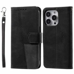 Splicing Leather Phone Case For iPhone 13 Pro(Black)