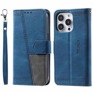 For iPhone 11 Pro Splicing Leather Phone Case (Blue)