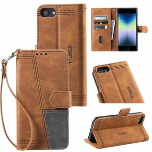 For iPhone SE 2022 / SE 2020 / 8 / 7 Splicing Leather Phone Case(Brown)