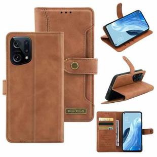 For OPPO Find X5 Copper Buckle Leather Phone Case(Brown)