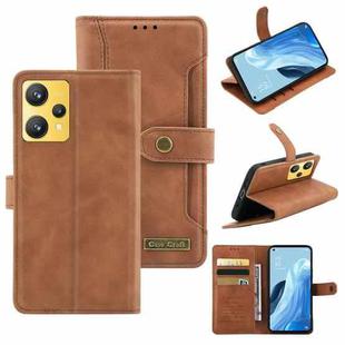 For OPPO Realme 9 4G Copper Buckle Leather Phone Case(Brown)