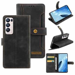 For OPPO Reno5 Pro+ Copper Buckle Leather Phone Case(Black)